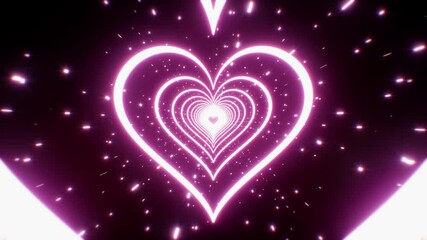 Glittering Romantic Pink Lights Heart Background Loop
