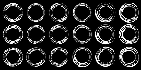 Set of sci fi white circle user interface elements technology futuristic design modern creative on black background vector