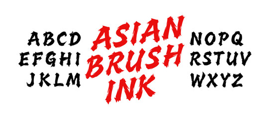 artistic alphabet letters ink brush Asian or Eastern style