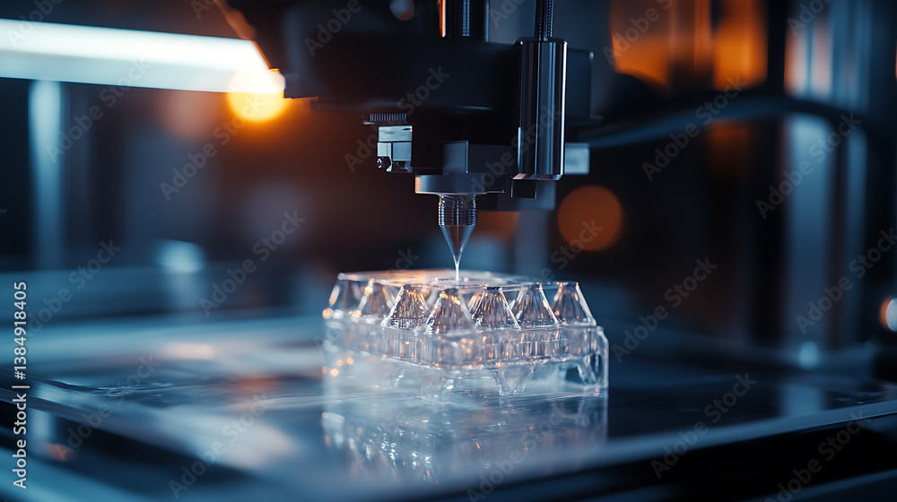 Poster an ai powered 3d printing system creating intricate models and prototypes with high precision, manuf