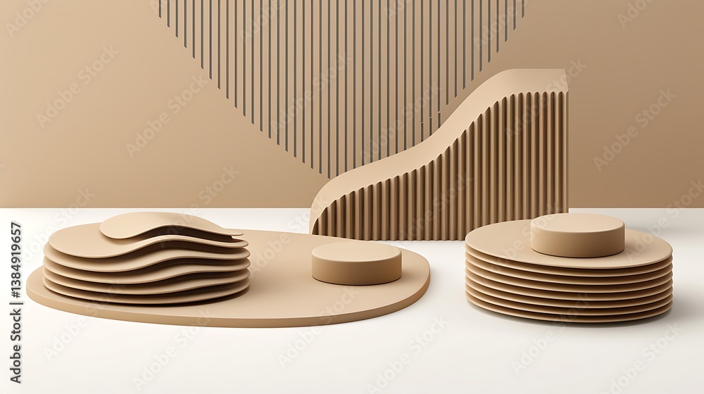 Poster geometric shapes and forms rendered in a minimalistic composition