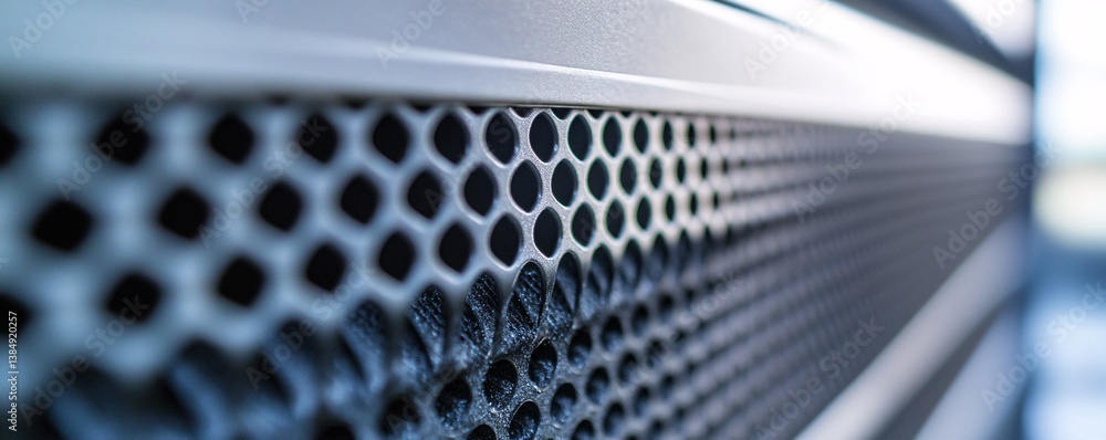 Poster close-up of metallic honeycomb pattern creating abstract industrial background