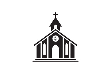 silhouette icon of a Church with no extra details, on a white background