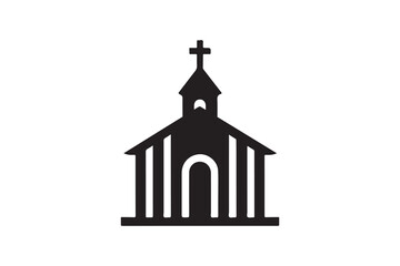 silhouette icon of a Church with no extra details, on a white background