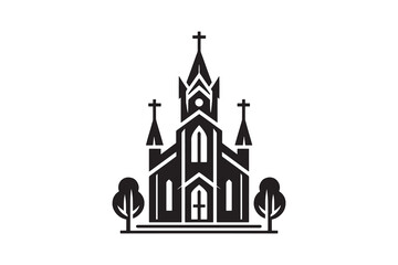 silhouette icon of a Church with no extra details, on a white background