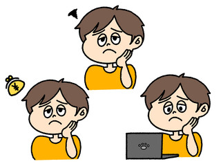 困り果てた男性のイラストセット