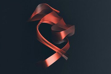 Abstract ribbon on a dark background. Abstract neomorphic.