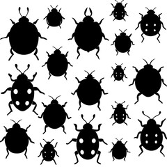 Fototapeta premium set of black silhouettes of insects