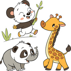 set of cartoon animals