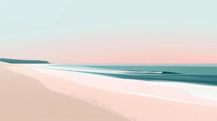 Obraz premium Serene Coastal Sunset: A Minimalist Beachscape