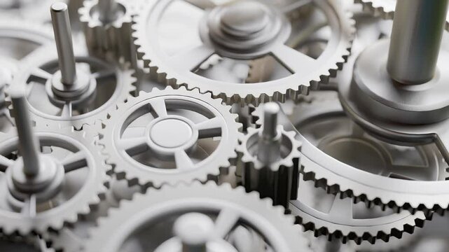 Animation of rotating gears and cogs.