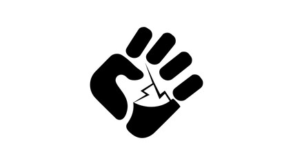 hand breaking stone, black isolated silhouette