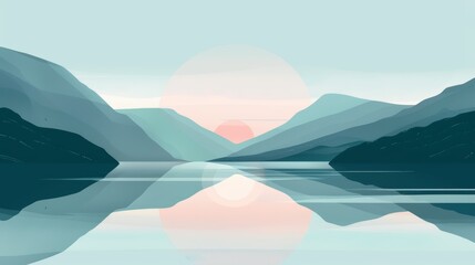 Serene Mountain Lake Sunset Reflection