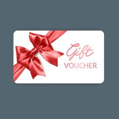 Gift Voucher Card with Red Ribbon and Bow