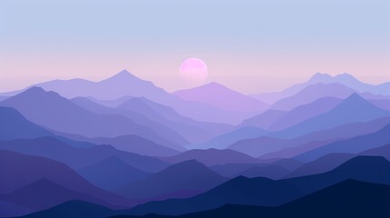 Fototapeta premium Serene Sunset Over Misty Mountains