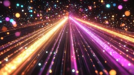 Fantastical composition of glowing circuit patterns blended with soft neon pulses, conjuring the