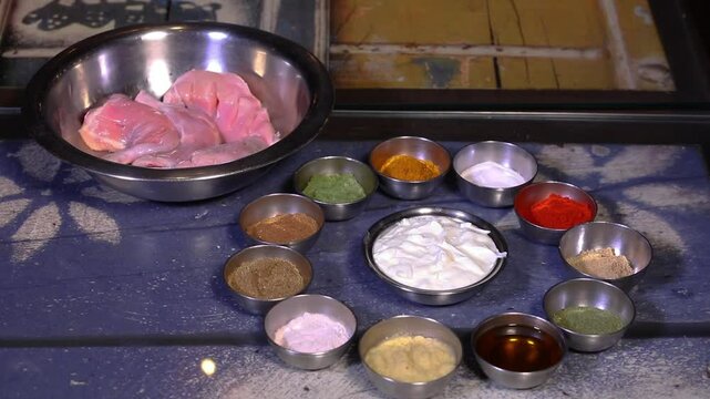 Ingredients for cooking Chicken. Preparation for cooking chicken.