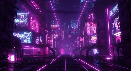 Obraz premium Neon Dreamscape AI Generated