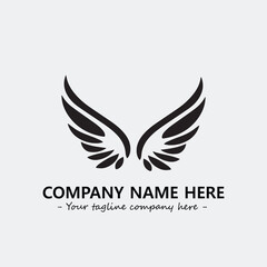 Wing illustration black and white for logo company vector image
