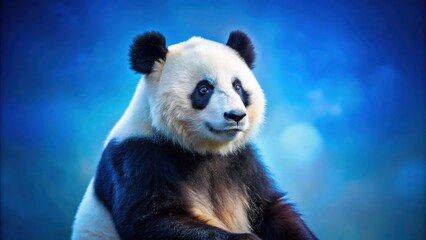 Obraz premium A Majestic Giant Panda, Serene and Calm Against a Vibrant Azure Sky