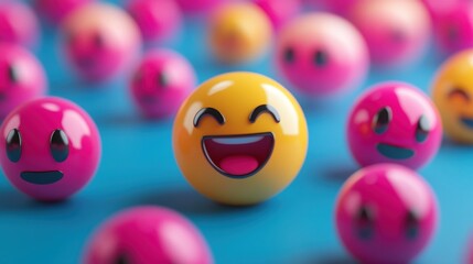 Smiling emoji amidst many others