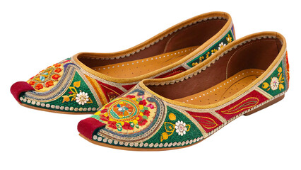 traditional shoes khussa isolated on transparent background