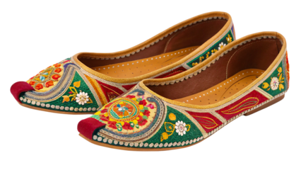 traditional shoes khussa isolated on transparent background