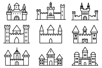 Castle Line Art Drawing for Kids Learning and Decoration 