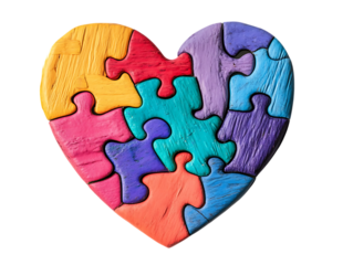 Colorful heart shape puzzle of the autism awareness day on png