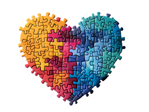 Colorful heart shape puzzle of the autism awareness day on png - Powered by Adobe