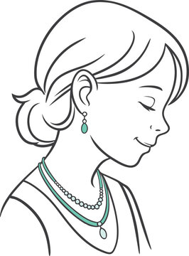 woman wearing turquoise jewelry outline clip art preview