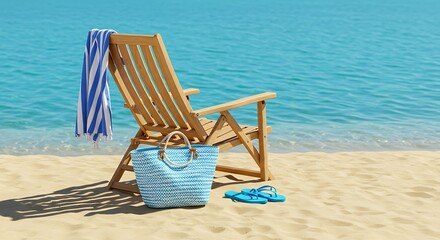 Fototapeta premium Coastal Serenity: Sun-Kissed Sands AI Generated