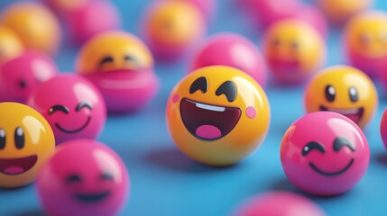 Smiling emoji spheres