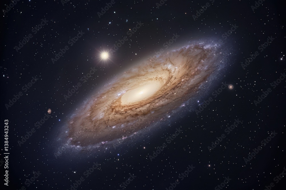 Wall mural a stunning view of a spiral galaxy illuminated against the dark backdrop of deep space