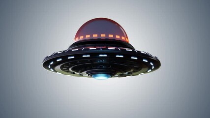 Rotating UFO alien spaceship isolated with chroma key background. - Powered by Adobe