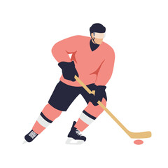 Obraz premium Hockey player performing a slap shot on the ice rink 