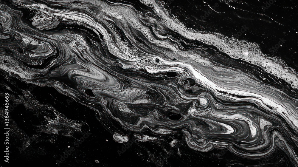 Poster striking monochrome abstract design: a dynamic display of fluid textures
