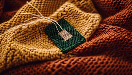 Knitted eco-friendly cotton textile featuring a recycled label.