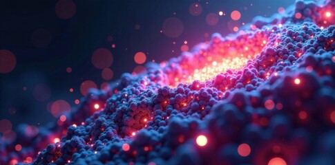 Futuristic particle field surrounds metallic mesh structure, futuristic, mesh, background