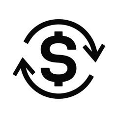 Obraz premium Dollar sign with circular arrows representing money exchange, financial transaction, or currency rotation concept icon