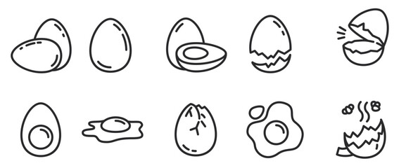 Egg Food Menu Icon Set. Illustration isolated on white background