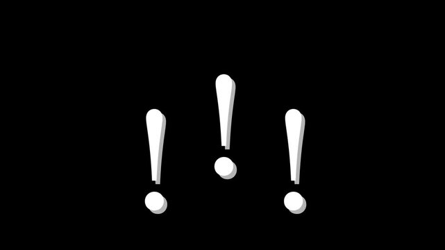Animated exclamation marks on black background