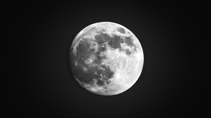 Naklejka premium Close-Up of Full Moon Against Black Sky – Detailed Monochrome View of Lunar Surface and Craters