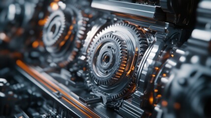 Fototapeta premium Gears and cogs assembly. Industrial engine, machinery.