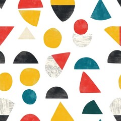 Colorful Modern Contemporary Art Seamless Pattern with Abstract Geometric Shapes