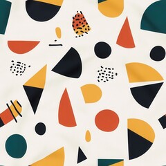 Colorful Modern Contemporary Art Seamless Pattern with Abstract Geometric Shapes