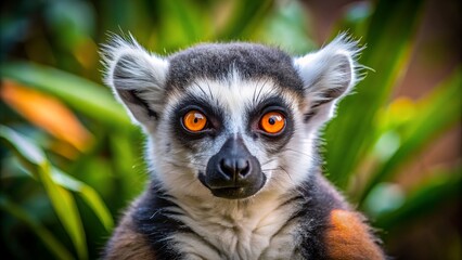 Fototapeta premium Stunning 8K Resolution Close-Up Portrait of a Ring-Tailed Lemur