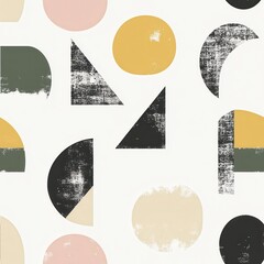 Colorful Modern Contemporary Art Seamless Pattern with Abstract Geometric Shapes