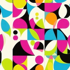 Colorful Modern Contemporary Art Seamless Pattern with Abstract Geometric Shapes