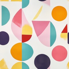 Colorful Geometric Seamless Pattern with Abstract Shapes